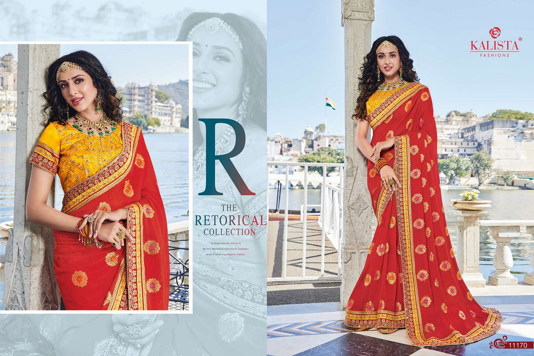 Kalista Kohinoor Gold 2 Heavy Wedding Wear Latest Fancy Vichitra Silk Saree